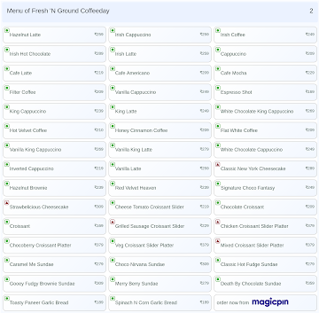 Fresh 'N Ground Coffeeday menu 