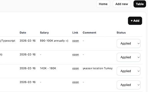 Applied Vacancies Tracker screenshot 2