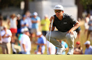 Garrick Higgo of South Africa lines up a putt on the 18th green during the final round of the Palmetto Championship at Congaree on June 13, 2021 in Ridgeland, South Carolina
