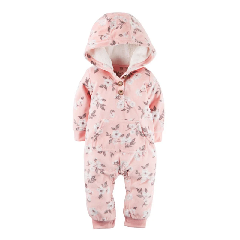 Macacão de bebê de manga comprida em fleece polar Roupa de bebê quente e aconchegante para manter seu pequeno aquecido e confortável durante o inverno.