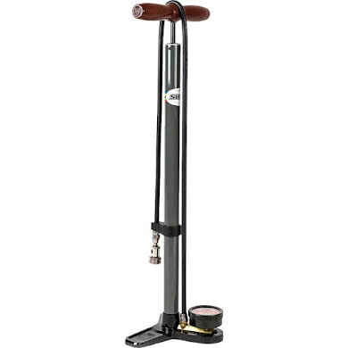 Silca Pista Plus Floor Pump - Steel Body, Ash Wood Handle, 220psi, Classic Press-On Chuck, Black