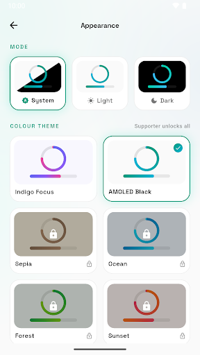 Colour themes and display mode (light theme)