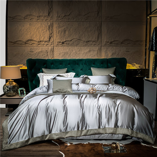 Title 5, Premium Brocade Four-Piece Bedding Set with Hig...