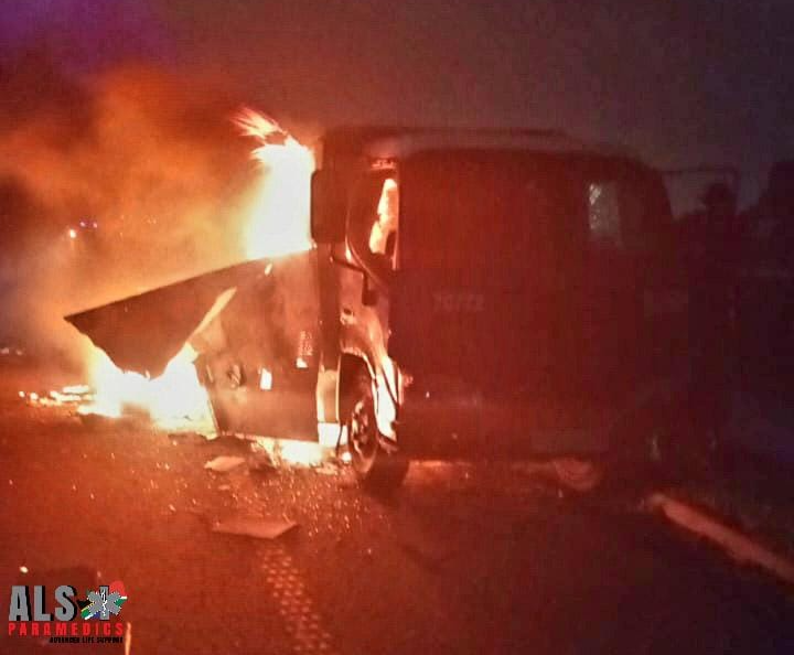 This armoured vehicle was set alight on the N2 southbound between KwaMashu and Nandi Drive on Thursday.