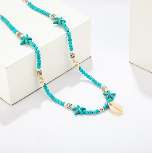 Title 15, Fashionable Boho Green Rice Bead Shell Necklace