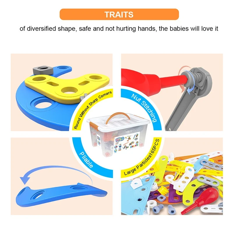 DIY Disassembly Soft Silicone Building Blocks Engineering Vehicle Robot Assembly Model Screw Tool Kit. Build, disassembl