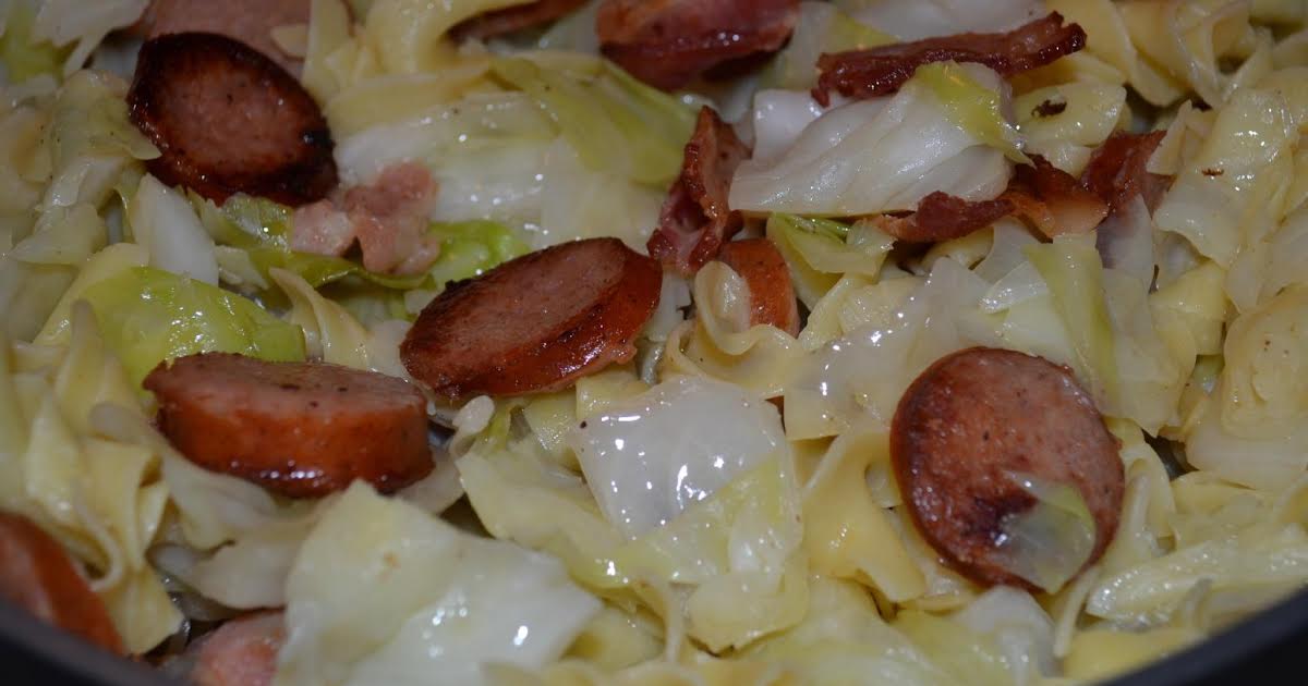 Cabbage and Noodles with Kielbasa | Just A Pinch Recipes