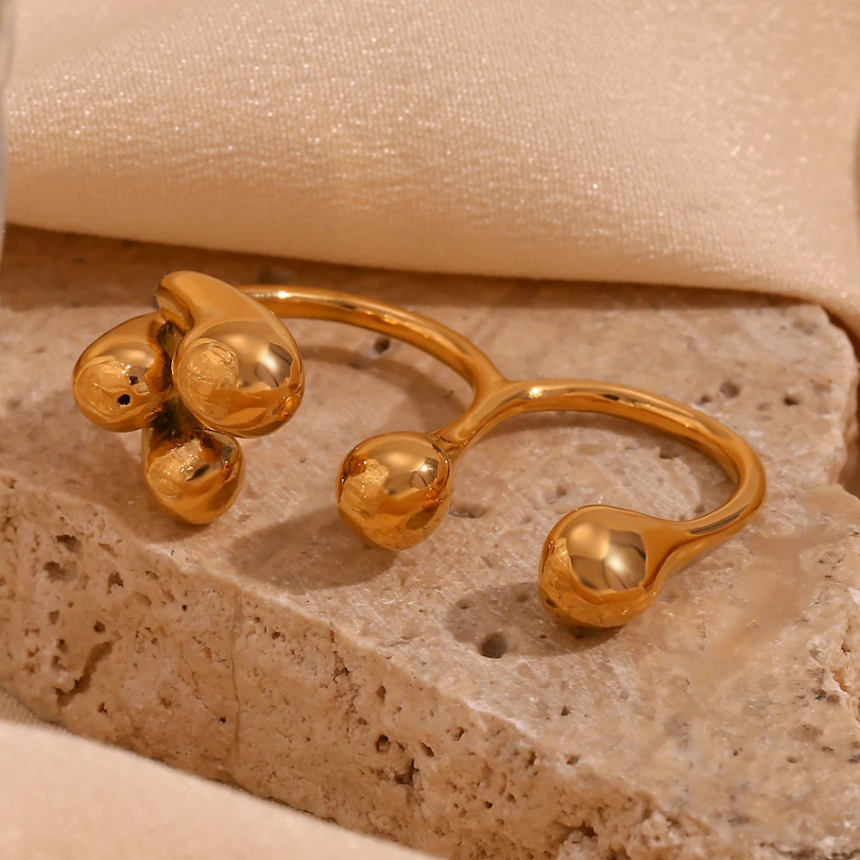 Creatieve double finger ring met kralen voor dames – Een uniek mode-accessoire dat je stijl versterkt en een blikvanger is voor elke outfit.