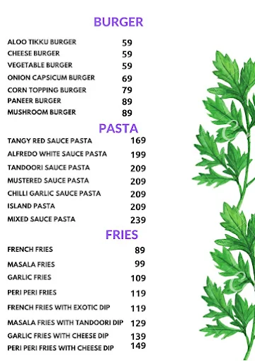 Optimum Tasty Bites menu 