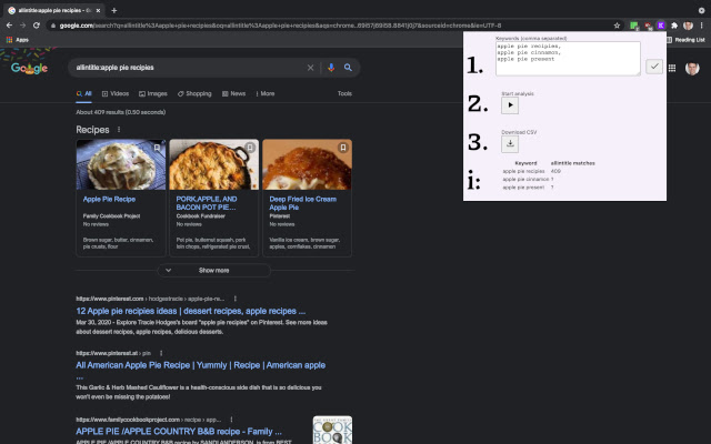 Keyword Allintitle Results chrome extension