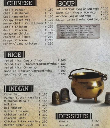 Zaatar Arabic Restaurant menu 