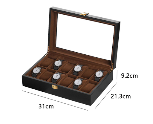Title 6, 12-Digit Wooden Watch Storage Box