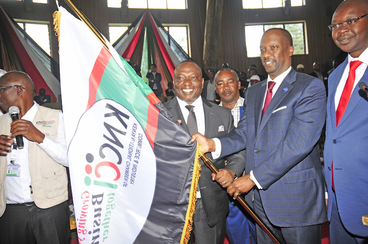 KNCCI new president Richard Ngatia takes over from former head Kiprono Kittony at Bomas of Kenya in June