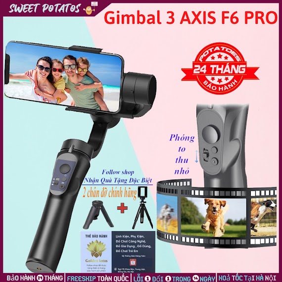 Gậy Chống Rung Gimbal F6 - Chống Rung Cực Độ Điều Khiển 4 Chiều Dễ Dàng, Gậy Quay Phim Điện Thoại Tự Động Cân Bằng