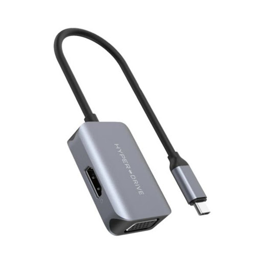 Bộ Chia/ Hub USB-C 2 in 1 Hyperdrive HDMI/VGA 4K60HZ (HD-C2HV-GR) (Gray)