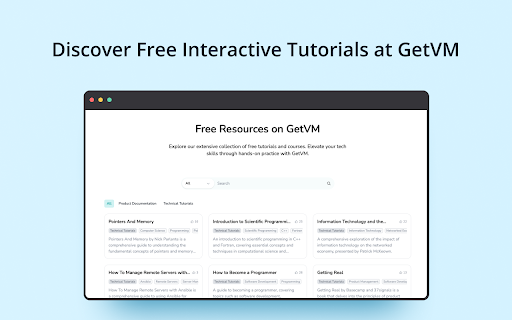 GetVM: Instant Free Linux and IDE Sidebar