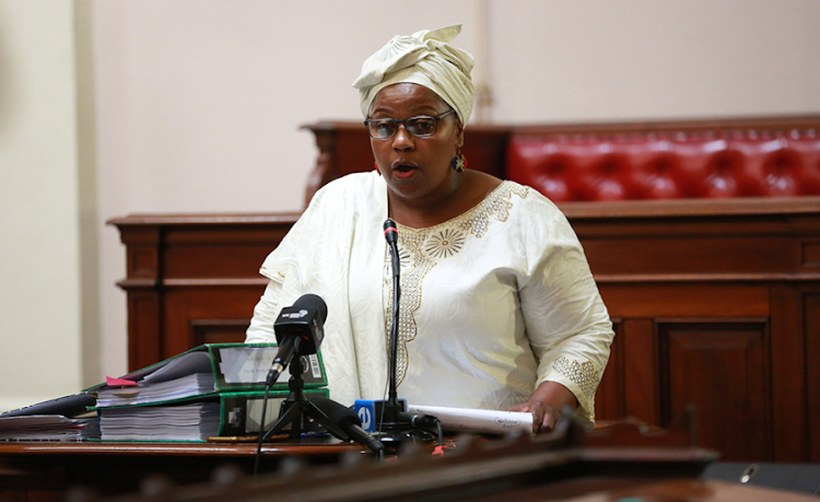 Former SAA chair Dudu Myeni at the Place of justice in Pretoria on February 20 2020, where she was defending herself on maladministration allegations against her during her tenure at SAA.