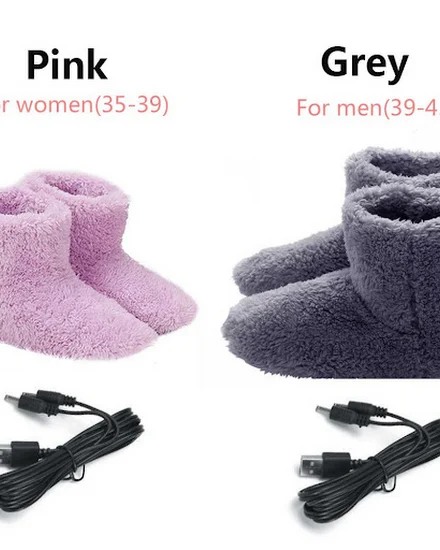 Electric USB Heated Shoes Washable Comfortable Plush Warm... - 1