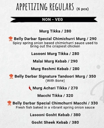 Belly Darbar menu 