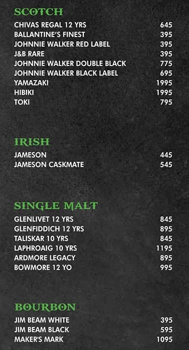 The Irish House menu 