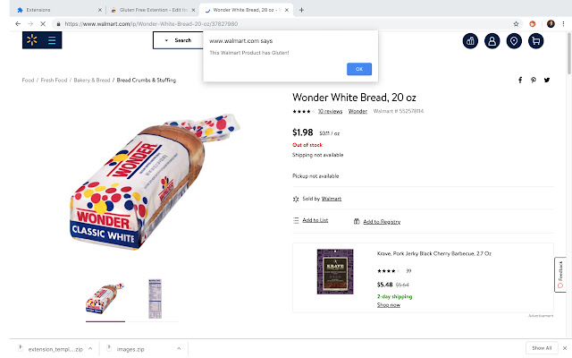 Gluten Free Extention chrome extension