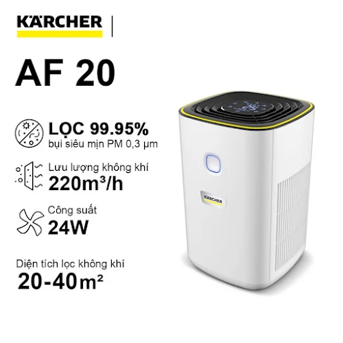 Máy lọc không khí Karcher AF 20 dùng cho phòng 40m2 lọc bụi mịn, kháng khuẩn hiệu quả