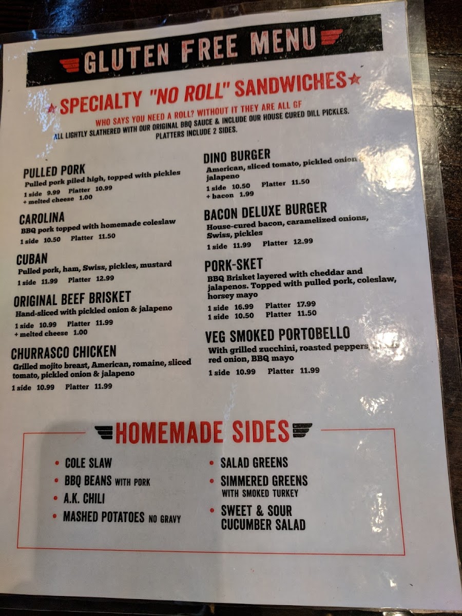 Awesome gluten free menu