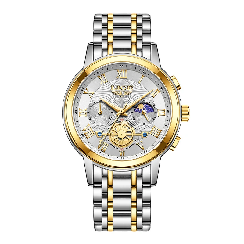 Heren Quartz Horloge Luminous Moon Phase Multifunctioneel. Tijdloos design en praktische functies voor de moderne man, altijd de perfecte keuze.