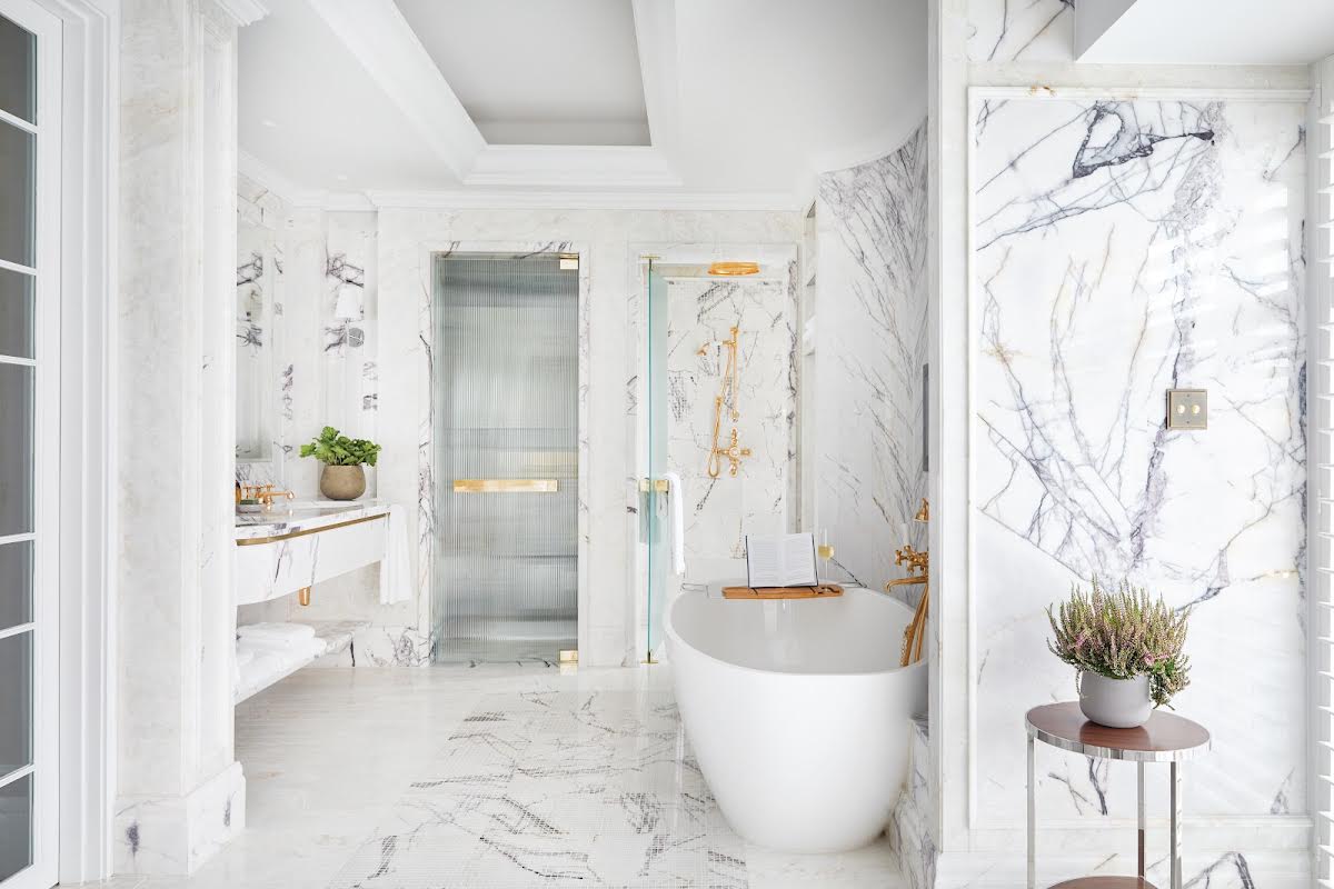 The Cadogan white marble bathroom