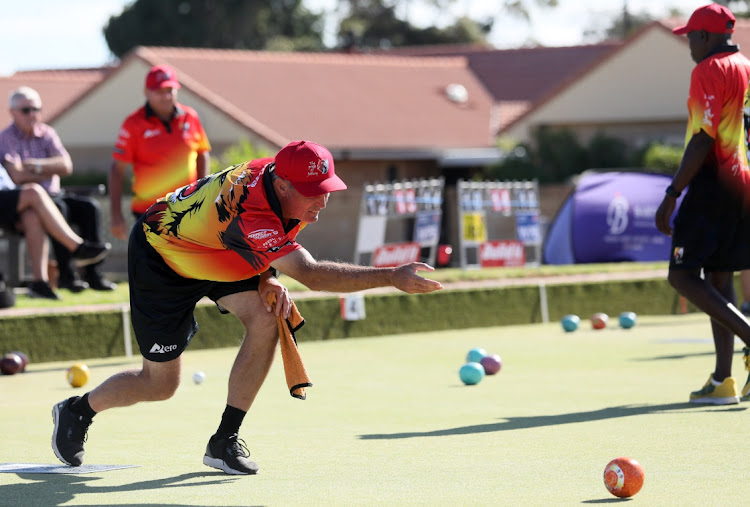 JBA's Heinz Schliesser in action during the Perfect Delivery Open Inter-District men's final at Westview Bowling Club on Friday