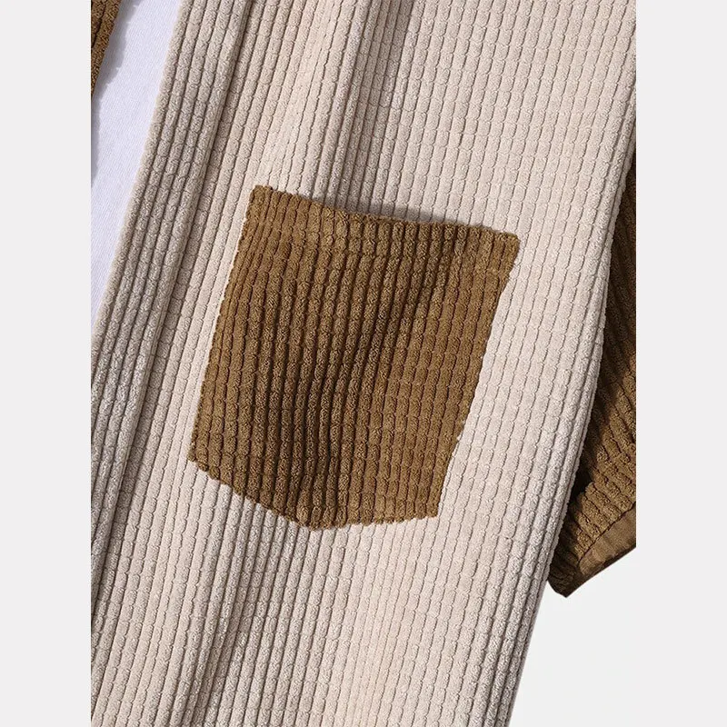 Kontrastfarbenes Cord-Zweiteiliges Kurzarm-Set für Herren, lässig und stilvoll. Ideal für entspannte Looks im Alltag.