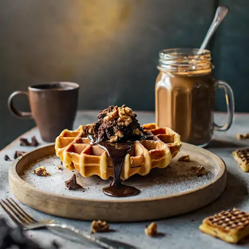 Chocolate Walnut Brownie Waffle