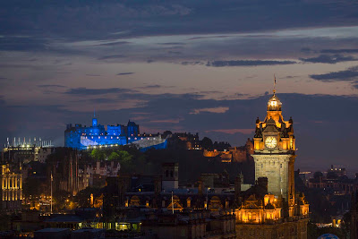  An illuminated Edinburgh Castle during the Royal Edinburgh Military Tattoo event.