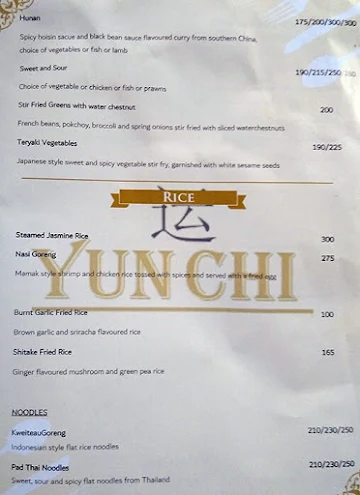 Yunchi menu 