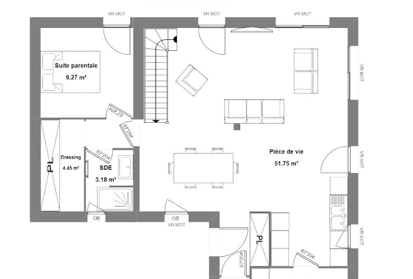  Vente Terrain + Maison - Terrain : 473m² - Maison : 110m² à Tauxigny (37310) 