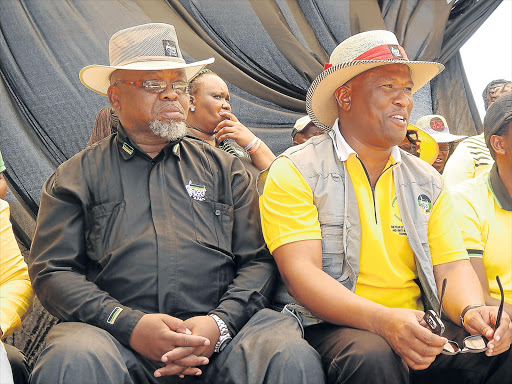 ROLLING UP THEIR SLEEVES: ANC secretary-general Gwede Mantashe, left, and the party’s provincial secretary, Oscar Mabuyane during the launch of the party’s local government election campaign in the Alfred Nzo region yesterday Picture: SIKHO NTSHOBANE