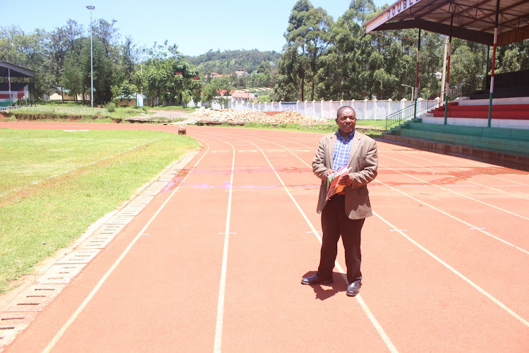 AK Nyanza South chairman Peter Angwenyi at Gusii Stadium