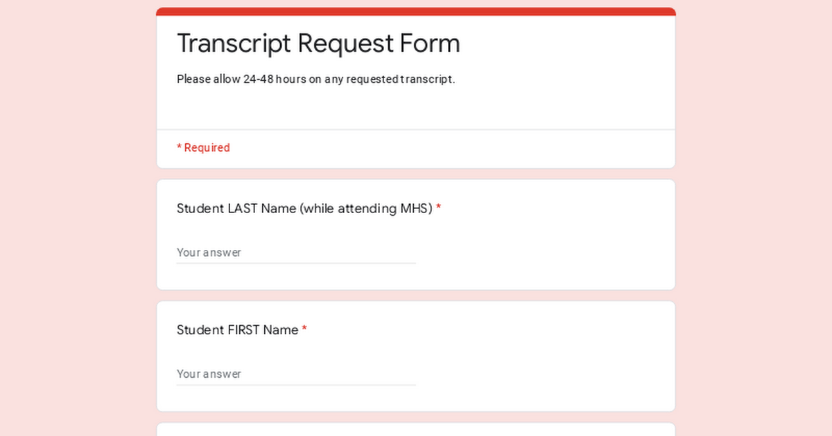 Transcript Request Form