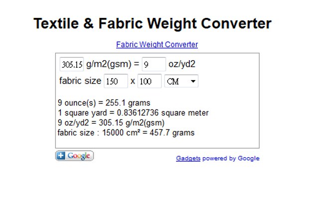 Textile & Fabric Weight Converter chrome extension