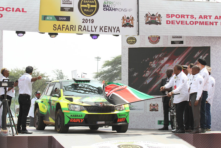 President Uhuru flags off Onkar Rai during last weekend's rally