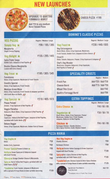 Domino's Pizza menu 