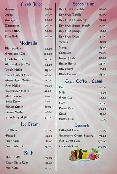 Cafe Dilkhush menu 