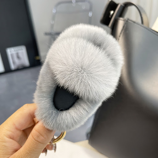 Title 2, Real Rex Rabbit Fur Slipper Car Keychain Pendan...