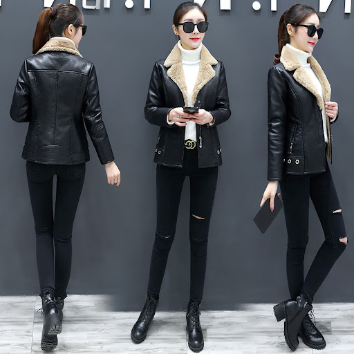 Title 5, Short Fur Plus Velvet Warm Leather Jacket provi...