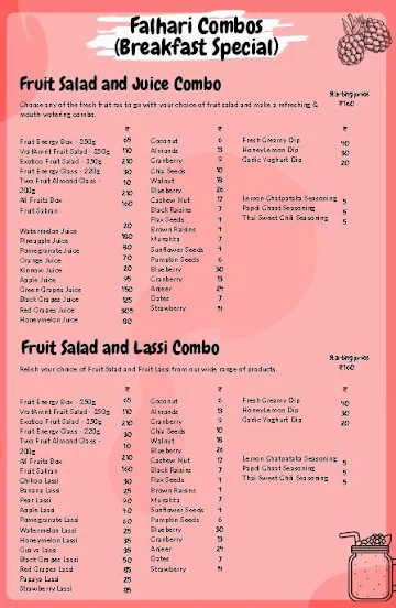 Falhari - A Fruitful Habit menu 