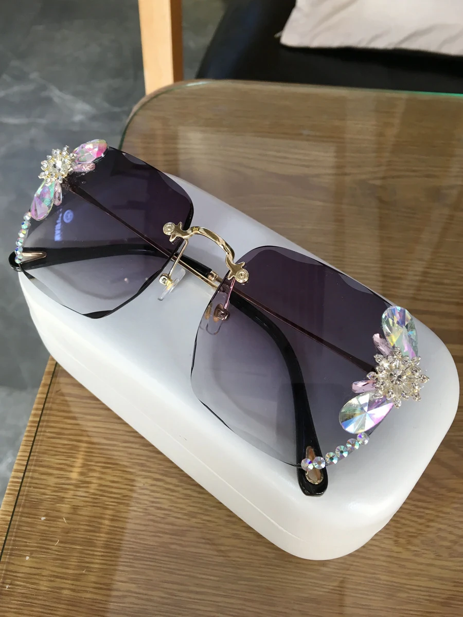 Title 7, Gafas de sol de moda sin marco con diamantes de...