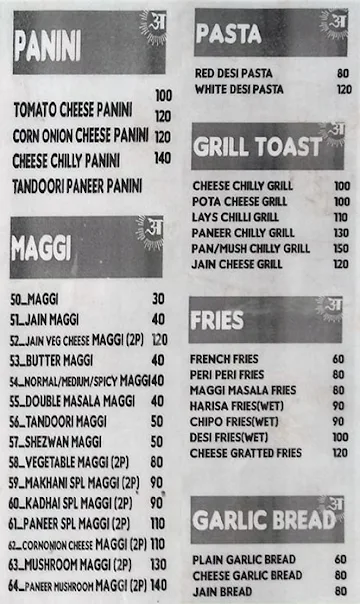 Asha Juice Centre menu 