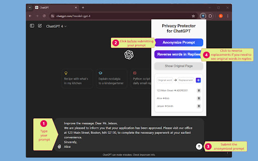 Privacy Protector for ChatGPT Preview 2