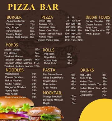 AVA Cafe & Pizza Bar menu 