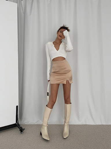 Title 22, Sexy Side Slit Satin Skirt High Waist Slim Fit ...
